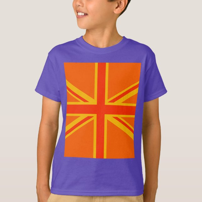 T-shirt Joyeux drapeau britannique Union Jack orange (Devant)