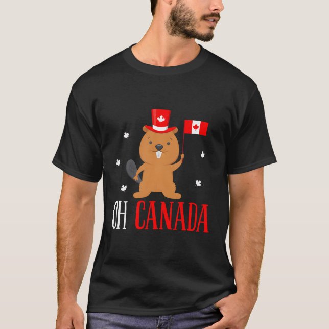 T-shirt Joyeux drapeau canadien de la marmotte (Devant)