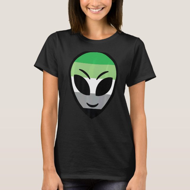 T-shirt Joyeux drapeau de la Fierté Aromantique Alien (Devant)