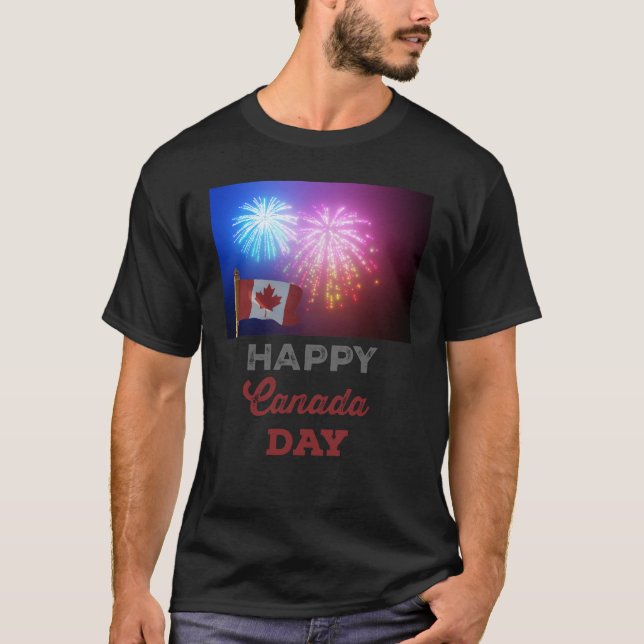 T-shirt Joyeux drapeau et feux d'artifice de la fête du Ca (Devant)
