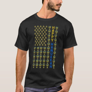 T-shirt Joyeux drapeau HANOUKKA USA avec Menorahs Jewish H