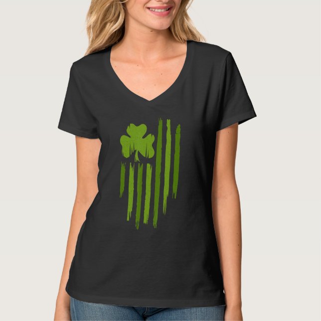 T-shirt Joyeux drapeau Jour de la Saint Patrick américain  (Devant)