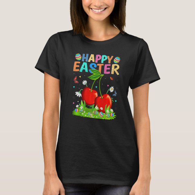 T-shirt Joyeux Easter Bunny Egg Cherry Pâques dimanche de  (Devant)
