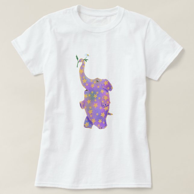T-shirt Joyeux éléphant avec chemise Flower Funny (Design devant)