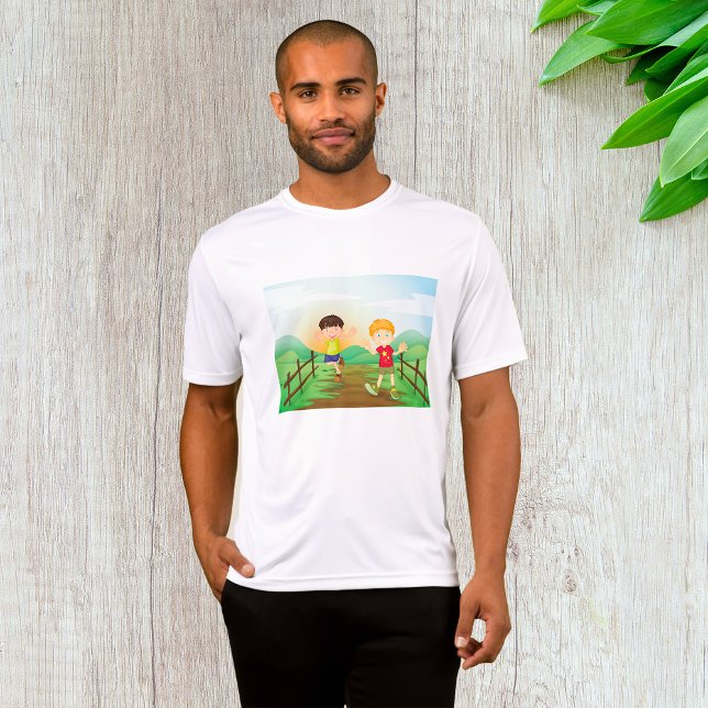 T-shirt Joyeux Enfants Jouant À L'Extérieur (Créateur téléchargé)