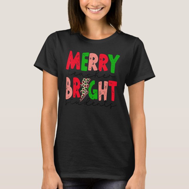 T-shirt Joyeux enseignant Étudiants brillants Éclair Ensei (Devant)