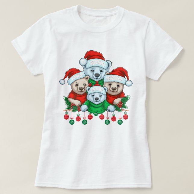 T-shirt Joyeux Escouade d'ours de Noël (Design devant)