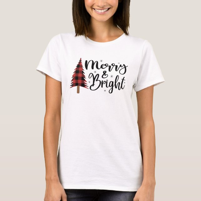 T-shirt Joyeux et brillant Buffalo Plaid Christmas Tree (Devant)