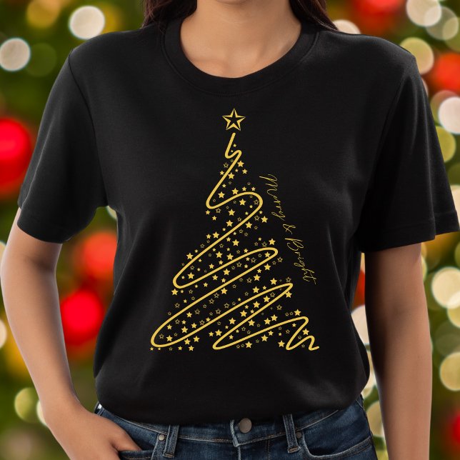 T-shirt Joyeux et brillant Élégant Noir Chic Noir Noël (Créateur téléchargé)