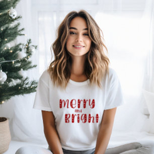 T-shirt Joyeux et brillant Festif Noël Rouge