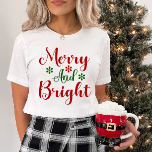 T-shirt Joyeux et brillant Festif Rouge et Vert Noël