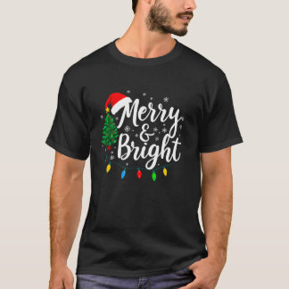 T-shirt Joyeux et brillant sapin de Noël Lumières Drôle No