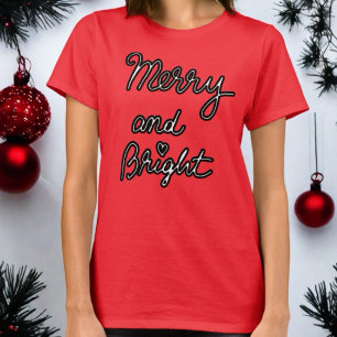 T-shirt Joyeux et brillant script Noël festif tendance