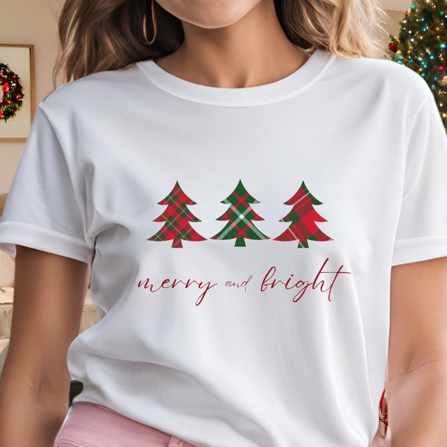 T-shirt Joyeux et brillants arbres de Noël rouge vert tart (Créateur téléchargé)