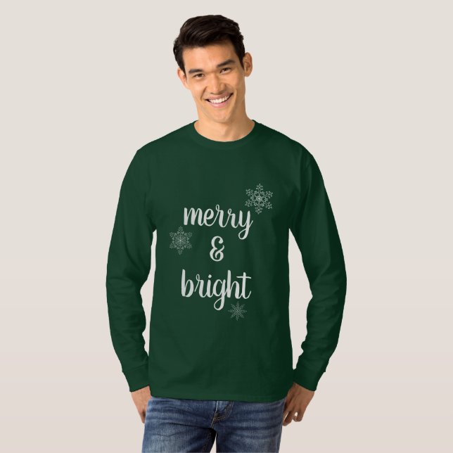 T-shirt Joyeux et brillants flocons de neige de Noël (Devant entier)