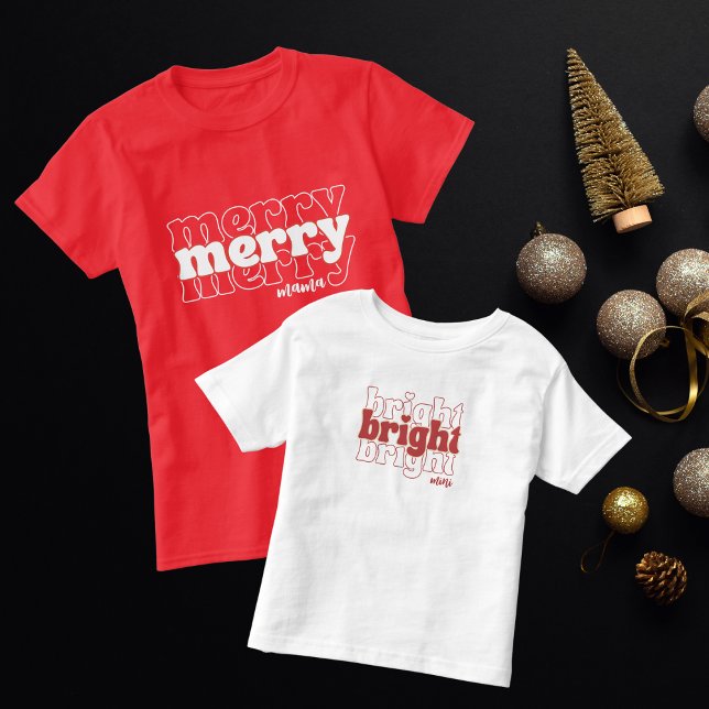 T-shirt Joyeux et brillants maman et Mini Matching Noël (Créateur téléchargé)