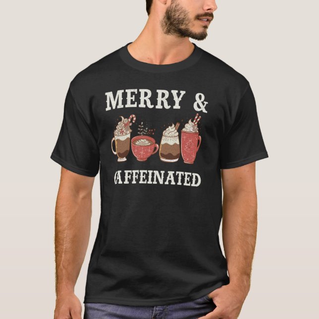 T-shirt Joyeux et café mignonne Noël Drôle Café (Devant)