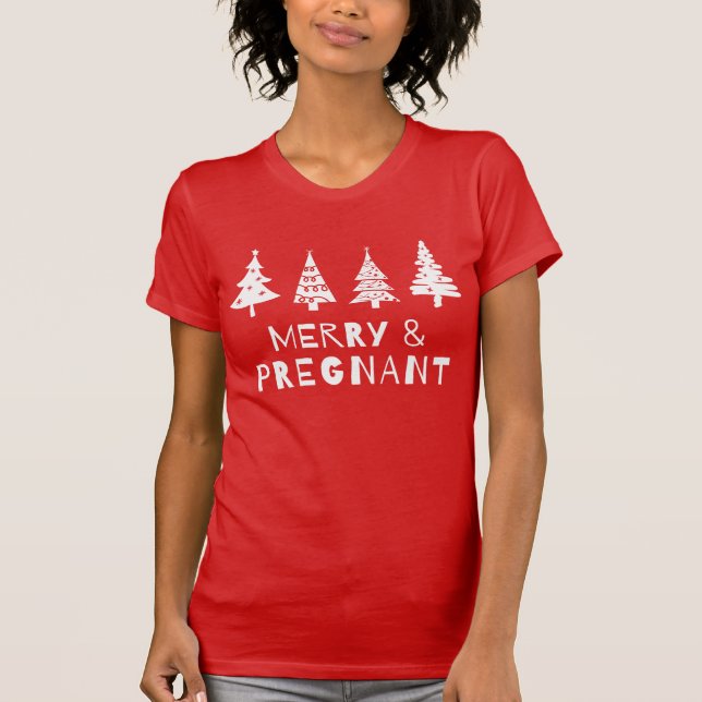 T-shirt Joyeux et enceinte à Noël (Devant)