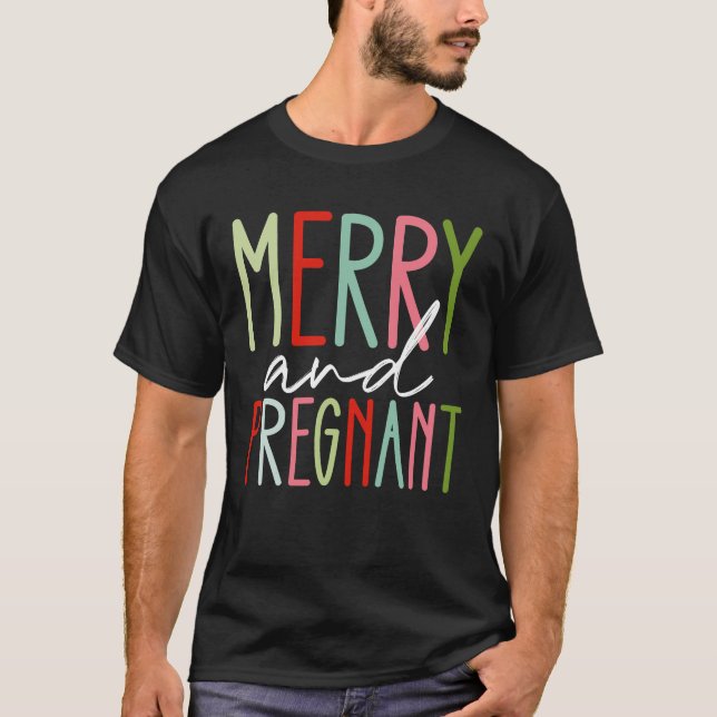 T-shirt Joyeux et grossesse mère Noël (Devant)