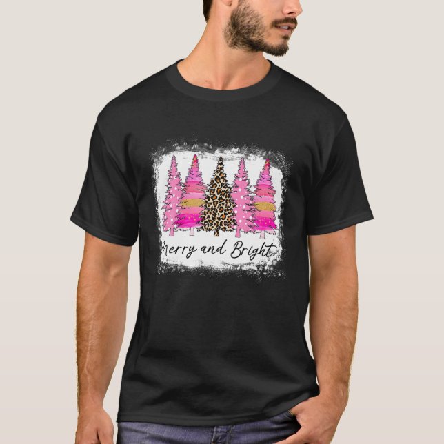 T-shirt Joyeux Et Lumineux Arbre De Noël Lumières Roses Le (Devant)