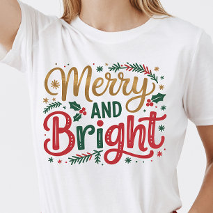 T-shirt Joyeux et Lumineux - Noël de famille personnalisé