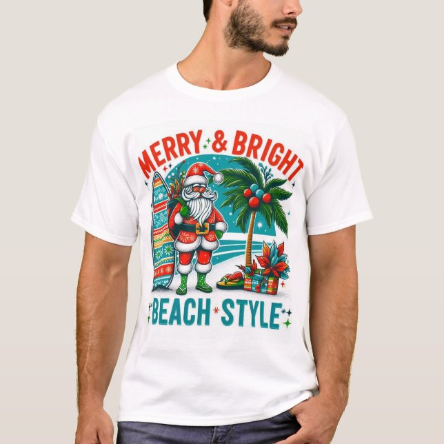 T-shirt Joyeux et lumineux, style de plage - Festive Noël  (Devant)