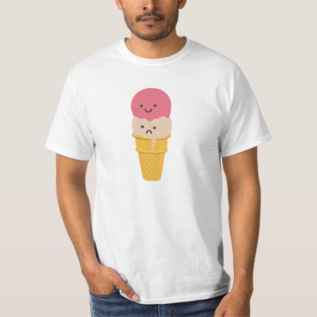 T-shirt Joyeux et triste cône de crème glacée (Devant)