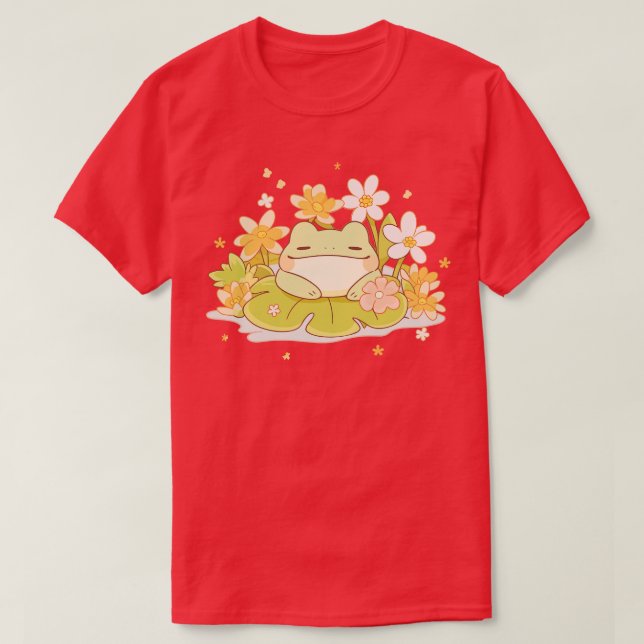 T-shirt Joyeux Été Kawaii Baby Frog Sur Une Lys D'Eau (Design devant)