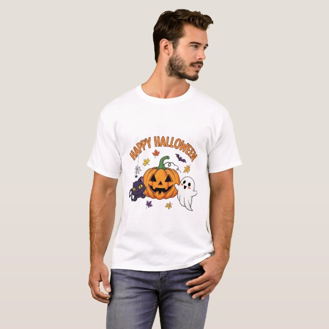 T-shirt Joyeux fantôme d'Halloween (Devant entier)