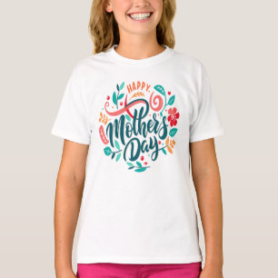 T-shirt Joyeux Fête des Mères Design floral-63754 Bouton