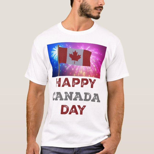 T-shirt Joyeux feux d'artifice de la fête du Canada (Devant)