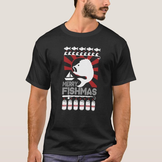 T-shirt Joyeux Fish Noël Amour Pêche (Devant)