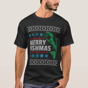 T-shirt Joyeux Fish Noël Drôle de Calembour de Noël de Poi