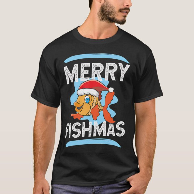 T-shirt Joyeux Fish Noël, Fishmastime (Devant)
