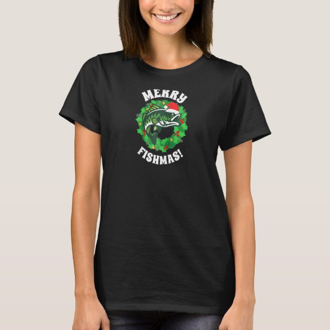 T-shirt Joyeux Fish Noël ! Raglan (Devant)