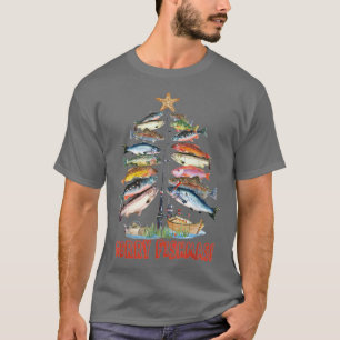 T-shirt Joyeux Fish Noël Sapin Poisson Pêche Drôle