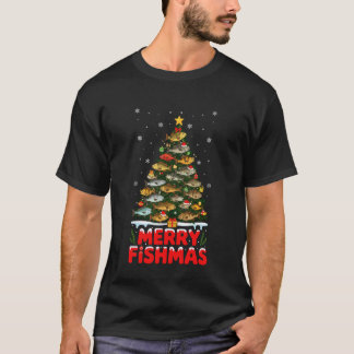 T-shirt Joyeux Fishmas Drôle de Noël Arbre Lumineux Poisso