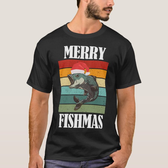 T-shirt Joyeux Fishmas Drôle de Noël de Pêcheur (Devant)