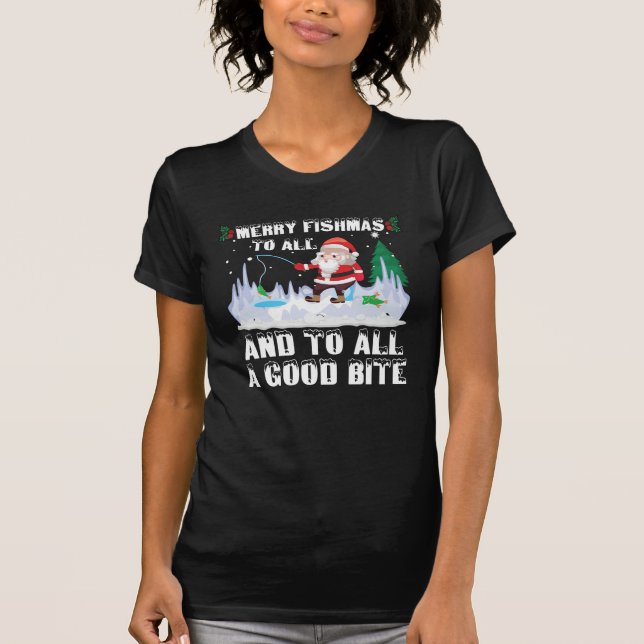 T-shirt Joyeux Fishmas Poisson Drôle Pêcheur Noël (Devant)