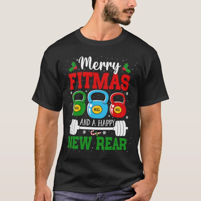 T-shirt Joyeux Fitmas et un nouvel entraînement arrière he (Devant)