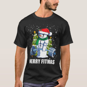 T-shirt Joyeux Fitmas, Funny Noël Snowman Gym Lifting
