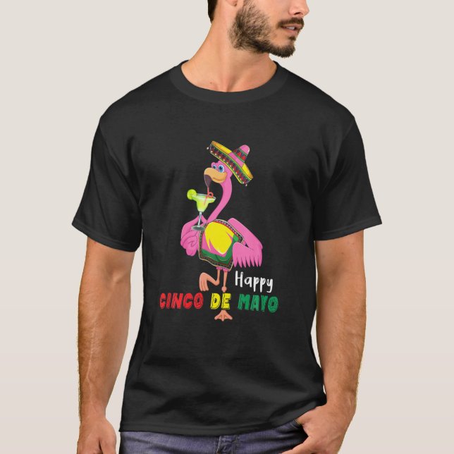 T-shirt Joyeux Flamant rose Cinco De Mayo Boire Margarita  (Devant)