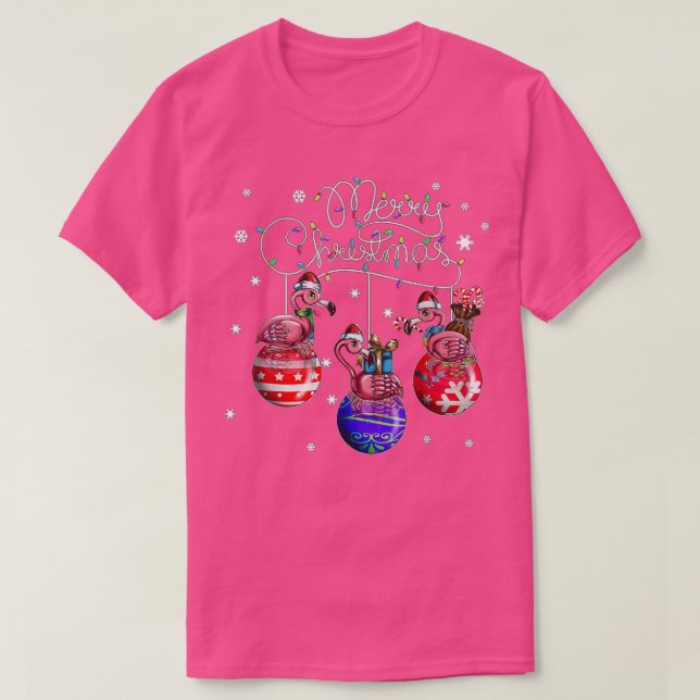 T-shirt Joyeux Flamant rose de Noël Bal de Noël Motif Chri (Design devant)
