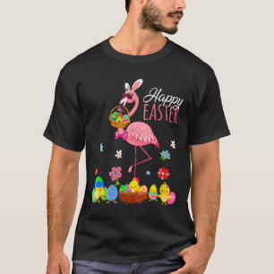 T-shirt Joyeux Flamant rose de Pâques avec Oeufs de Pâques