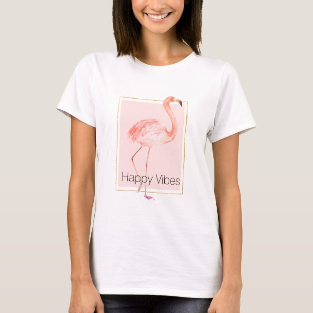 T-shirt Joyeux Flamant rose rose (Devant)