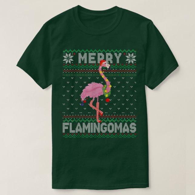 T-shirt Joyeux Flamingomas Joyeux Flamant rose de Noël (Design devant)