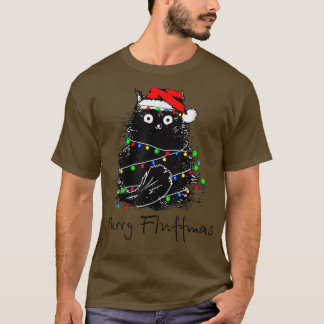 T-shirt Joyeux Fluffmas Chats Avec Santa Hat Fluffmas Lumi