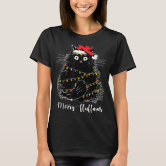 T-shirt Joyeux Fluffmas Chats Avec Santa Hat Fluffmas Lumi