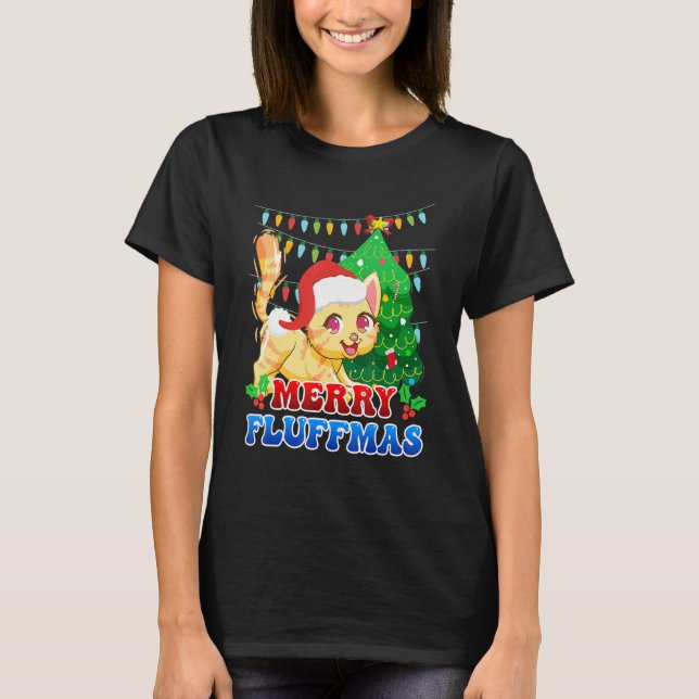 T-shirt Joyeux Fluffmas chats Noël (Devant)