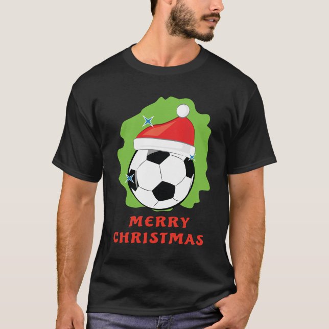 T-shirt Joyeux Football / Soccer Noël - Drôle (Devant)